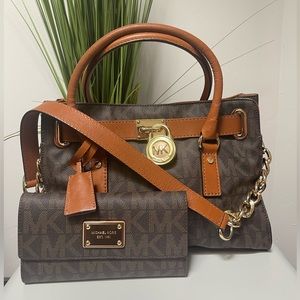 Michael Kors Hamilton Logo PVC Leather Satchel and wallet